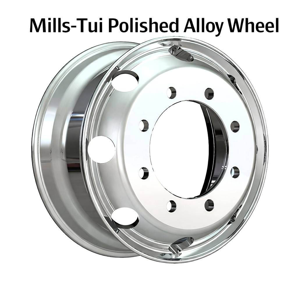 Mills-Tui Alloy Wheel - Polished 19.5 x 7.5 PCD 275mm x 8, 24mm Hole